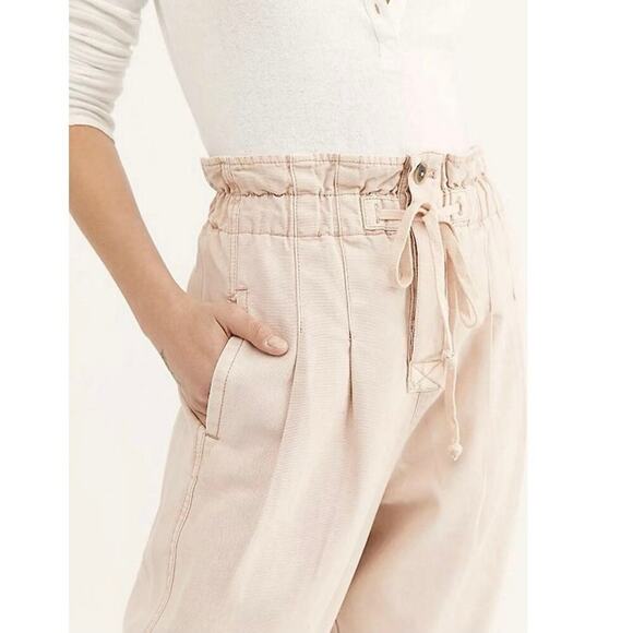 Free People Margate Paperbag Waist Pleated Misty Rose Trouser Pants Sz S - Picture 8 of 8